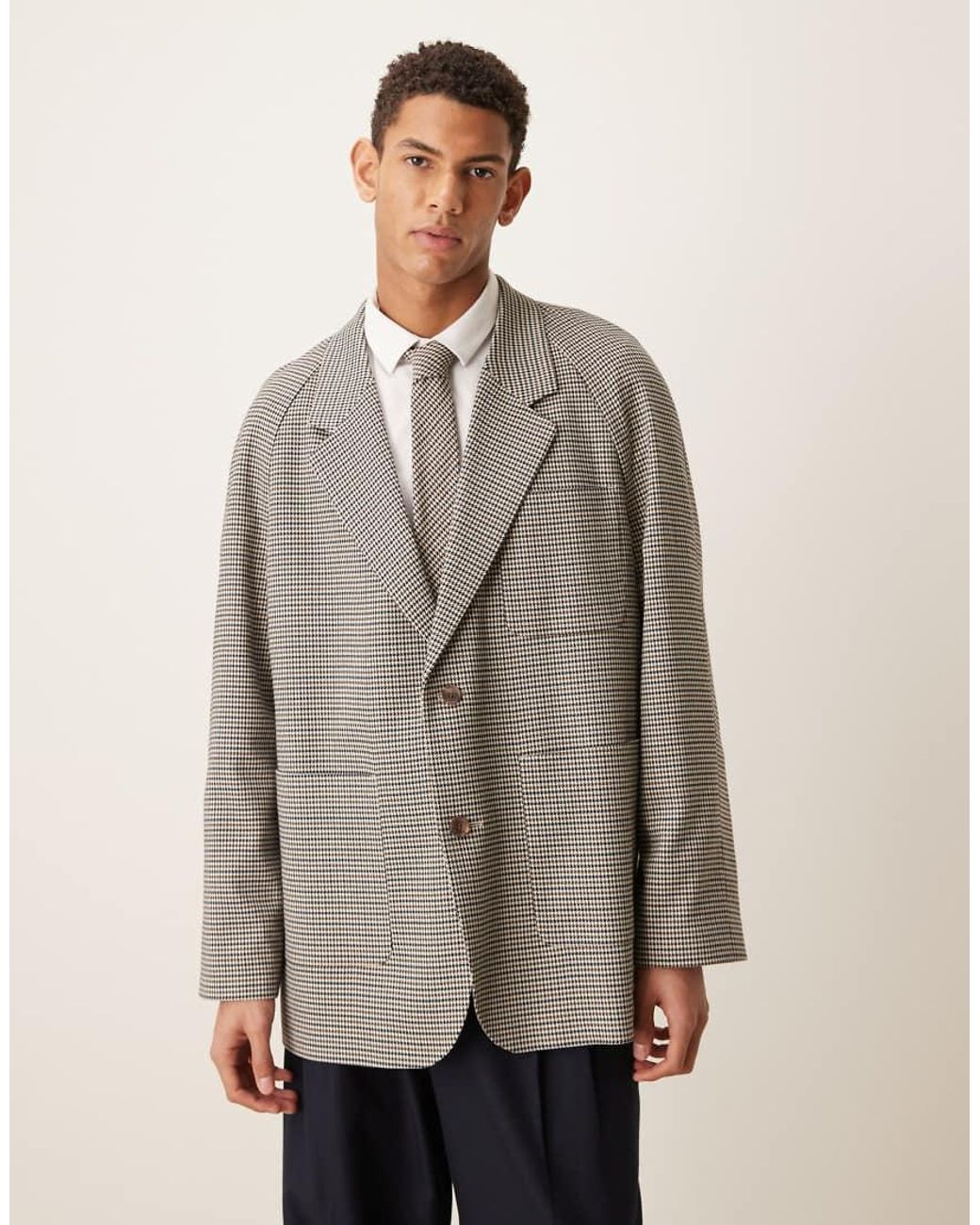 ASOS Gray Asos Deisgn Slouchy Raglan Blazer for men