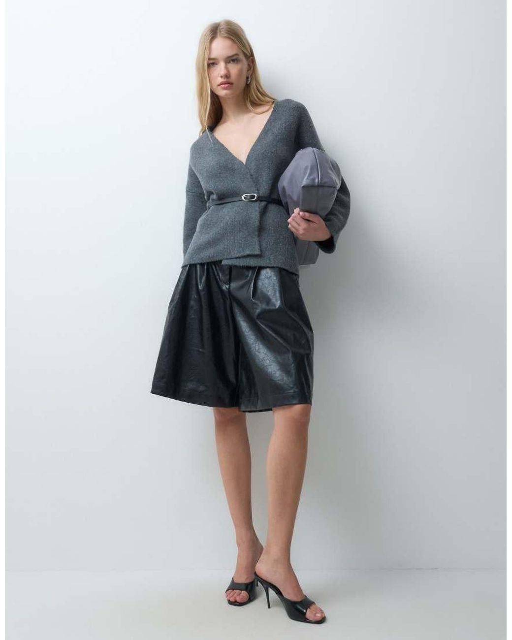 Jdy Blue Belted V-neck Cardigan