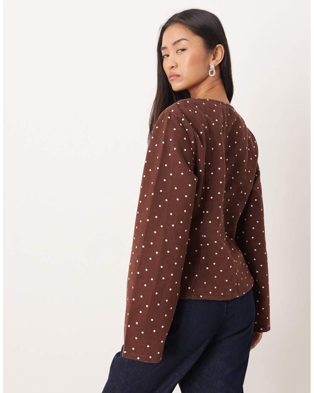 ASOS Red Denim Button Up Long Sleeve Top
