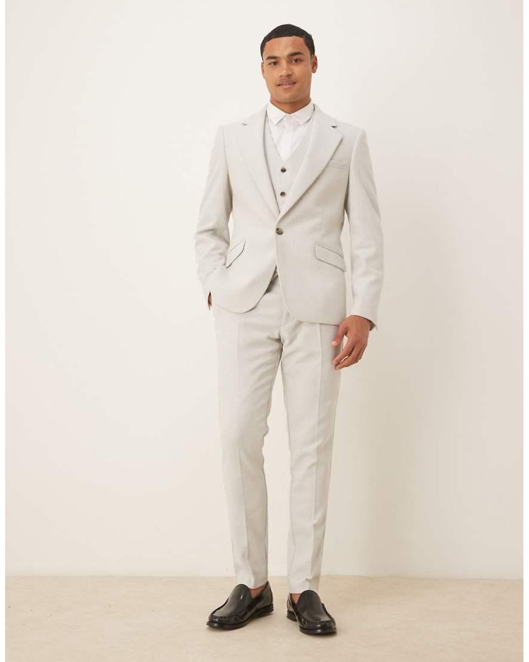 ASOS Natural Wool Mix Skinny Suit Jacket for men
