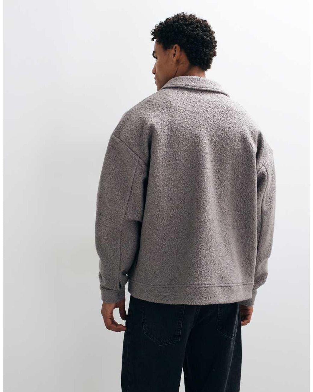 ASOS Gray Oversized Textured Shacket for men
