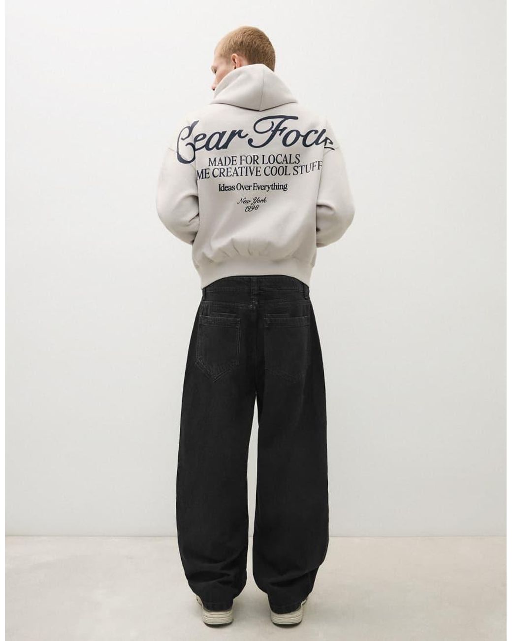 Bershka Black Barrel Fit Jeans for men