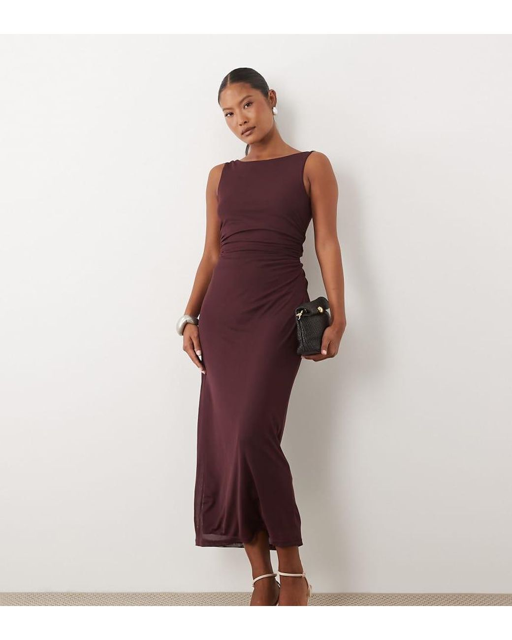 Nobody's Child Petite Red Margot Mesh Sleeveless Midi Dress