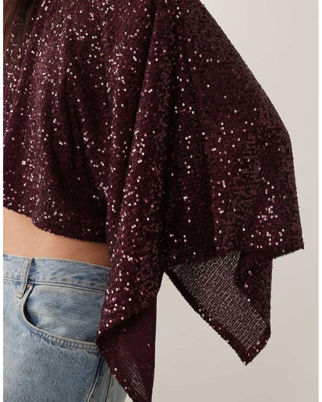 ASOS Brown Sequin Cape Top