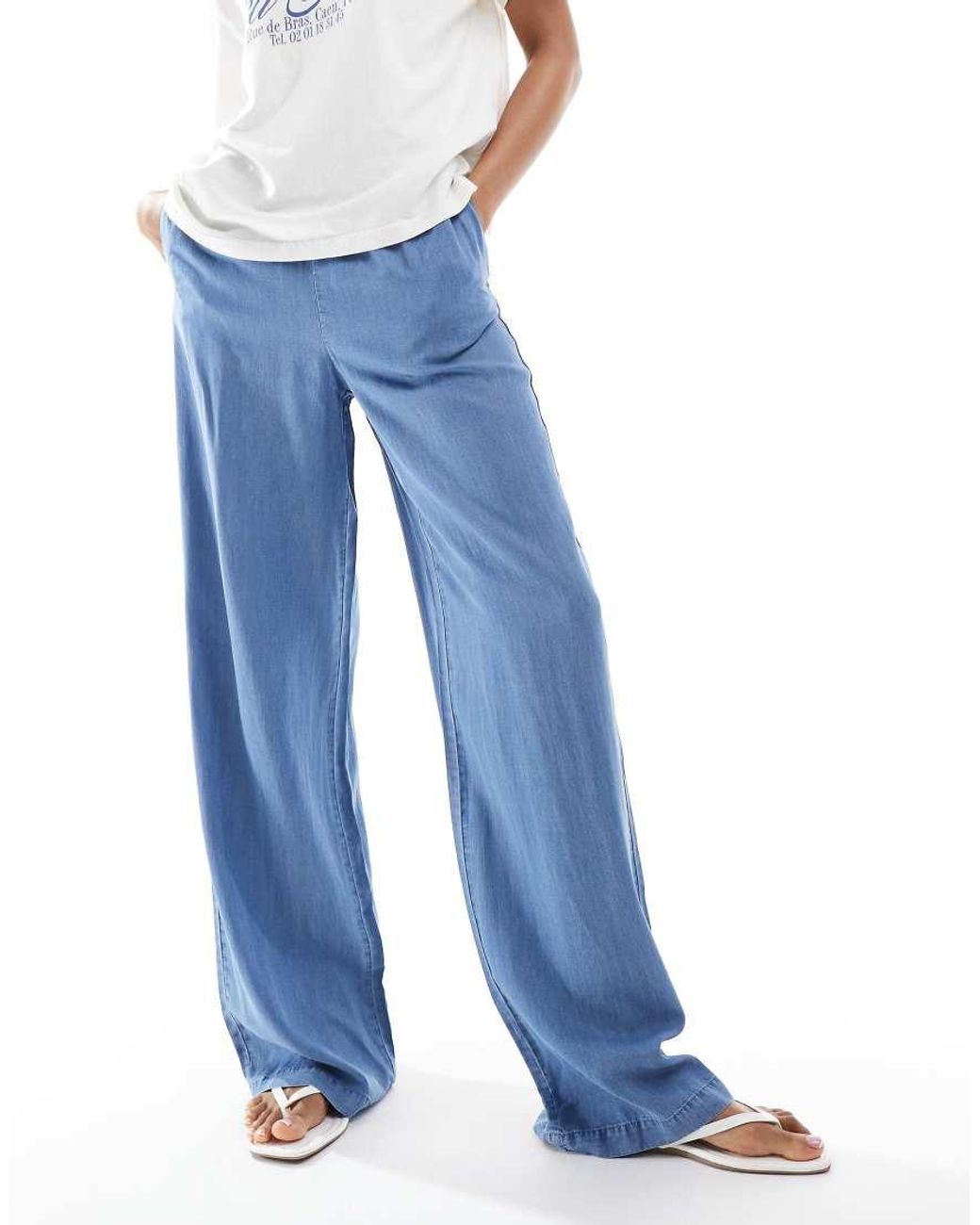 Vero Moda Blue Fluid Wide Leg Trousers