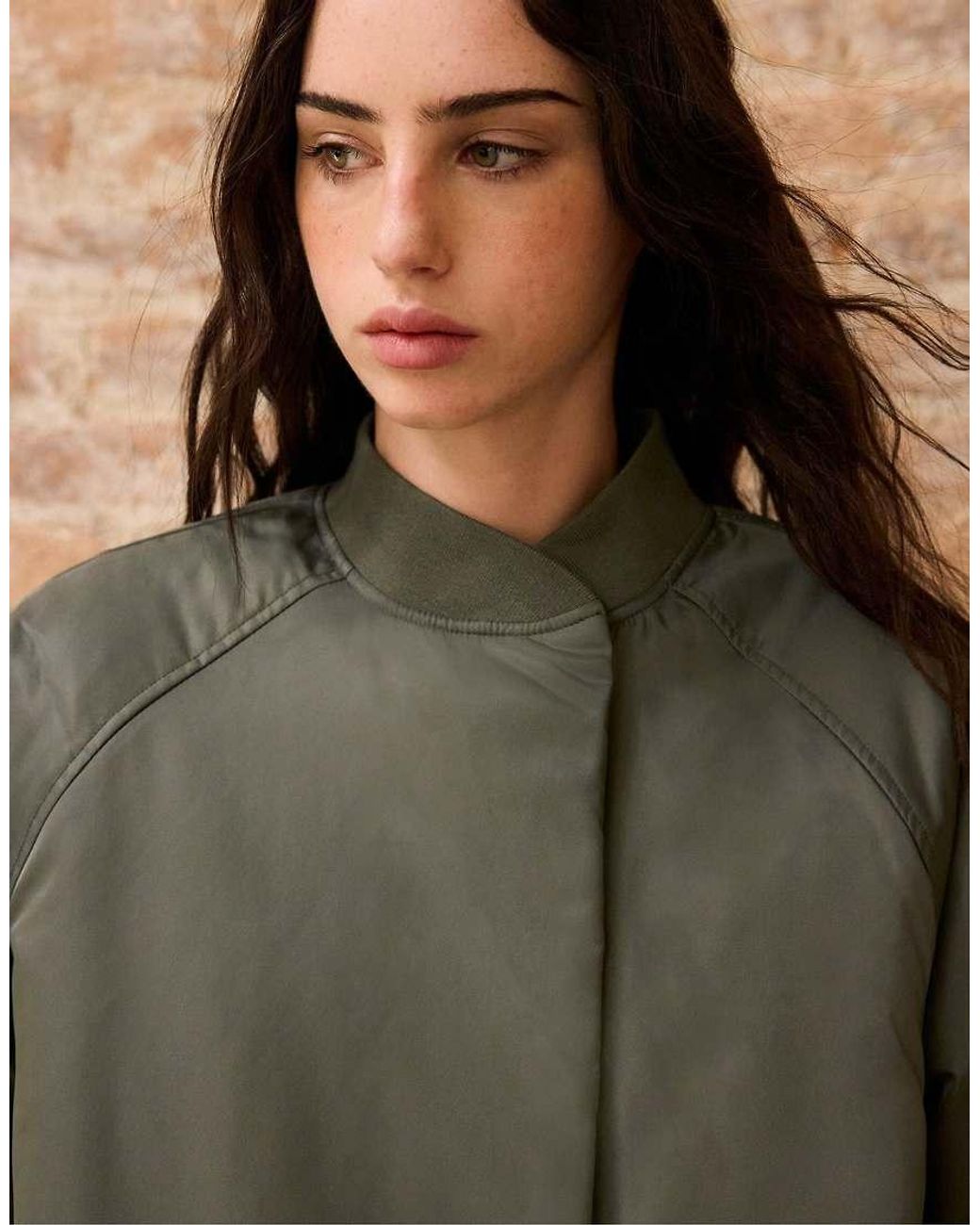 Stradivarius Brown Oversize Bomber Jacket