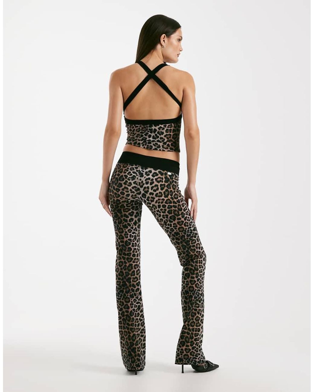 I.AM.GIA Multicolor Blare Sculpting Slinky Contrast Crossover Waist Flared Trouser Co-Ord