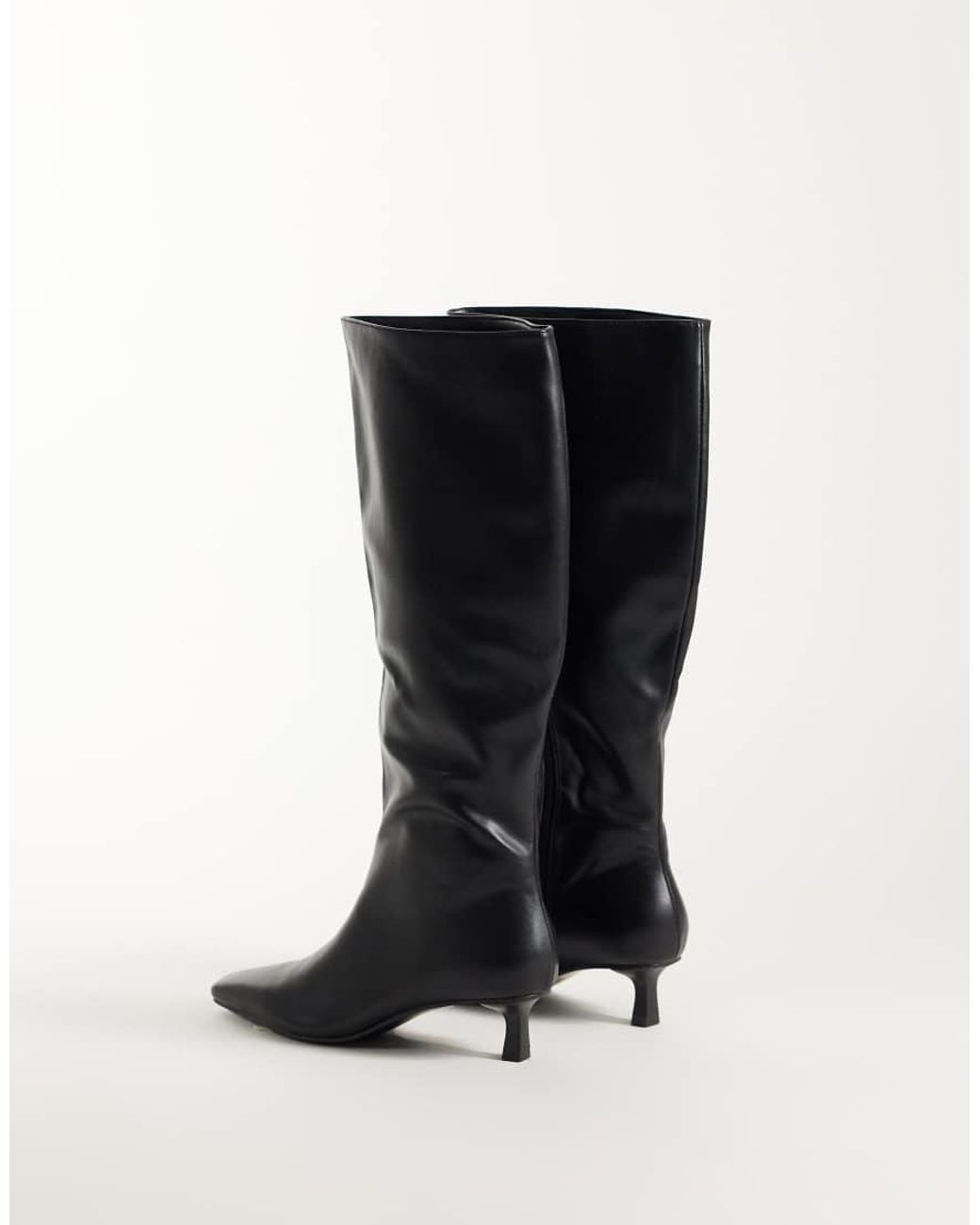 Public Desire Black Sandra Kitten Heel Knee Boots