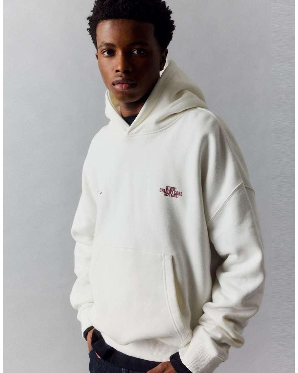 Pull&Bear Gray Stwd Star Sweatshirt With Hood for men