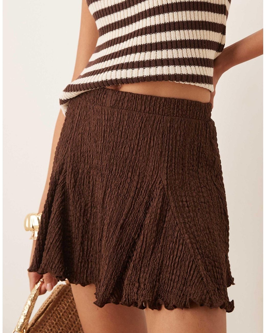 ASOS Natural Texture Godet Mini Skirt