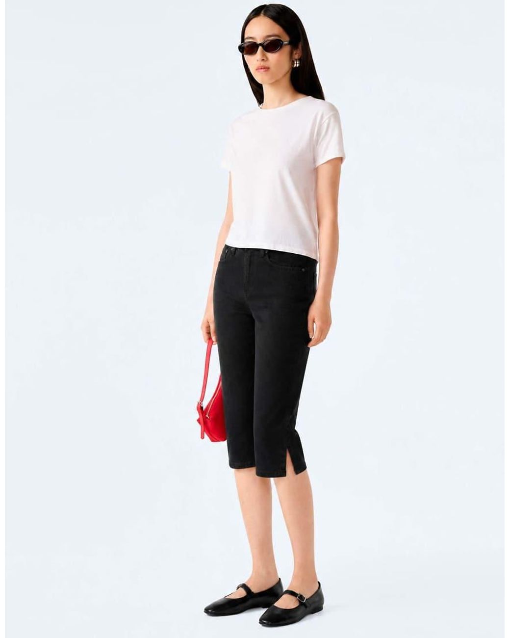 OMNES White Jeans Rhone Cropped Capri Jeans