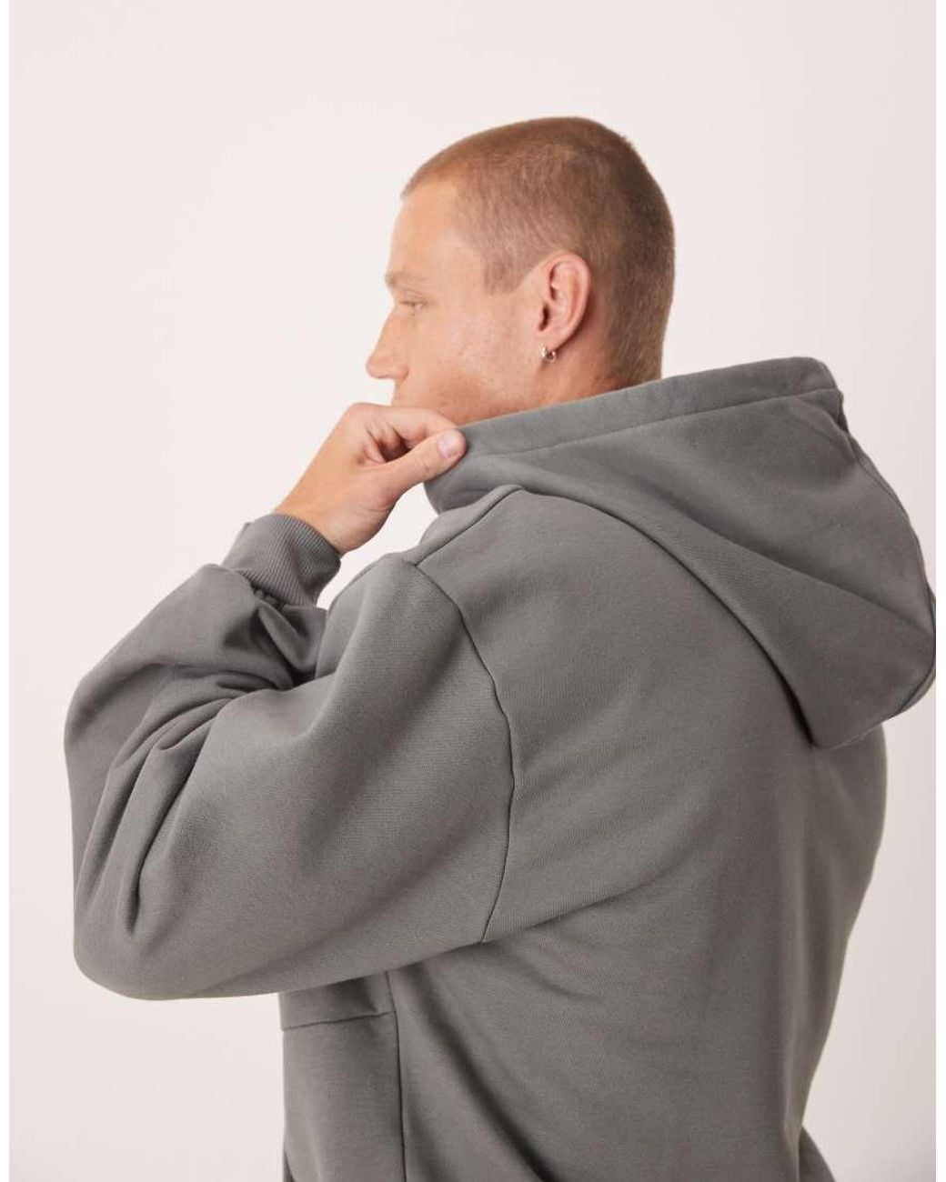 ASOS Gray Premium Heavyweight Oversized Hoodie With Bell Sleeve for men