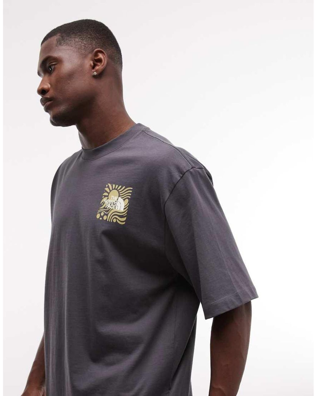 The North Face Gray Sun Backprint Oversized T-shirt for men