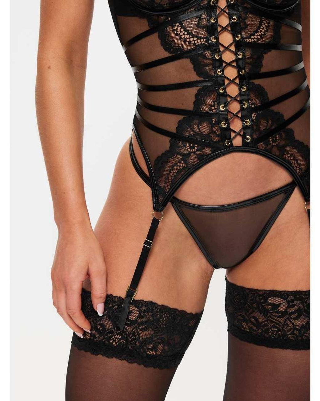 Ann Summers Black Dark Whispers Crotchless Cami Suspender
