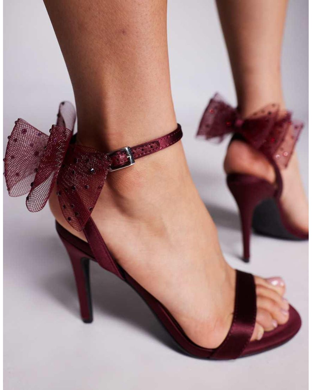 New Look Black Mesh Bow Heeled Sandals