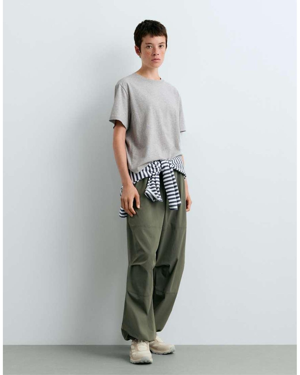 Oysho White Boxy Short-Sleeved Cotton Blend T-Shirt