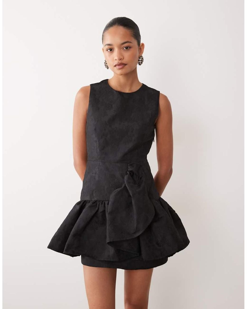 Sister Jane Black Exclusive Jacquard Ruffle Mini Dress With Diamond Back Cut Out