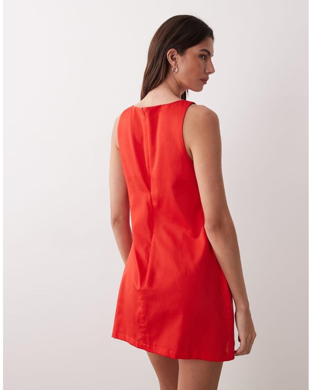 ASOS Red Slash Neck Keyhole Mini Sundress
