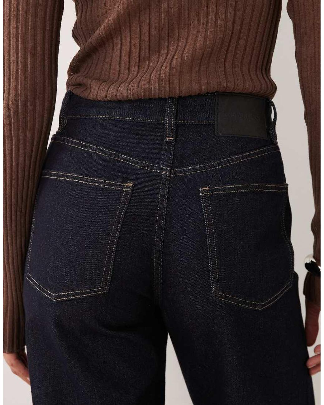 Gina Tricot Blue High Waist Wide Leg Rhinestone Jeans