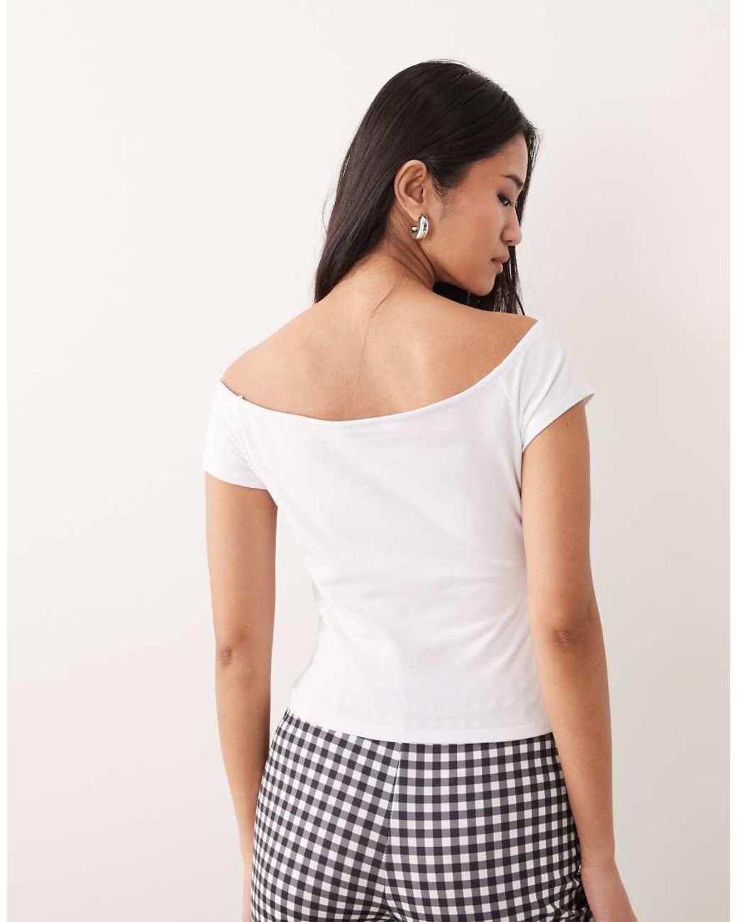 ASOS White Off Shoulder Baby Tee With Ciao Bella Graphic