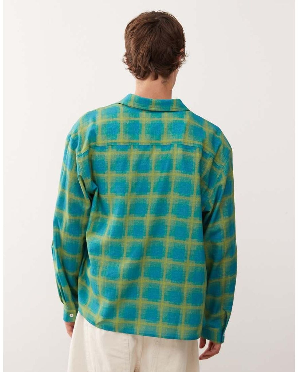Reclaimed Vintage Green Boxy Crop Shirt for men