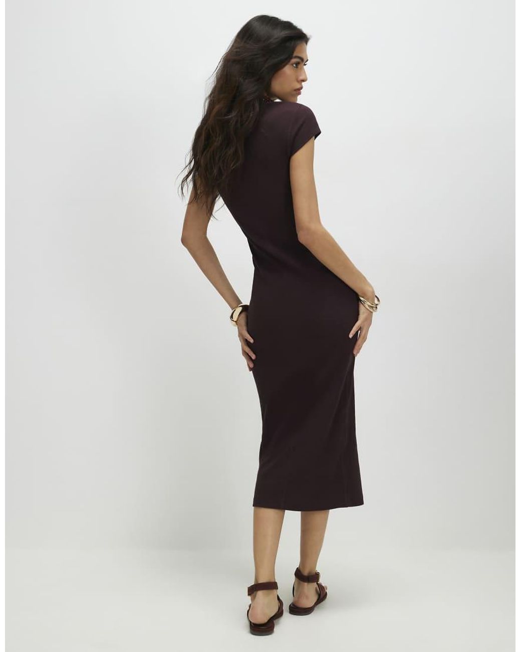 River Island Black Cotton Blend Cap Sleeve Midi Dress