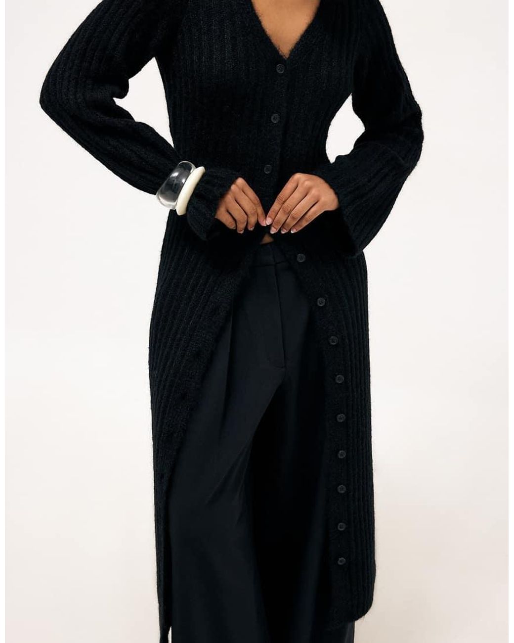 NA-KD Blue Knitted Wool Blend Cardigan Maxi Dress