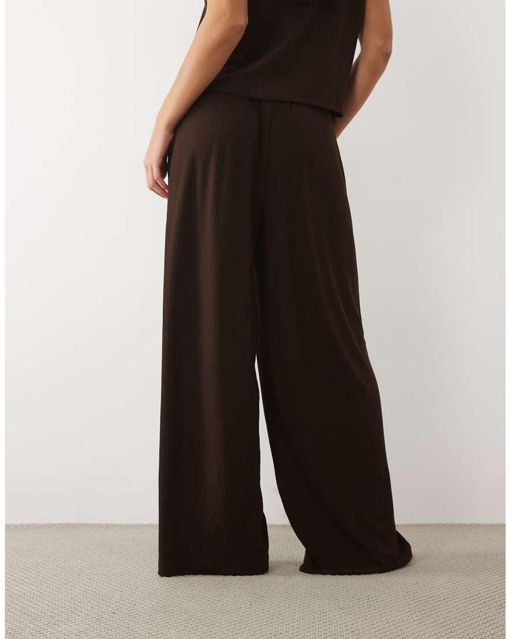 ASOS Gray Lounge Mix & Match Rib Wide Leg Bottom