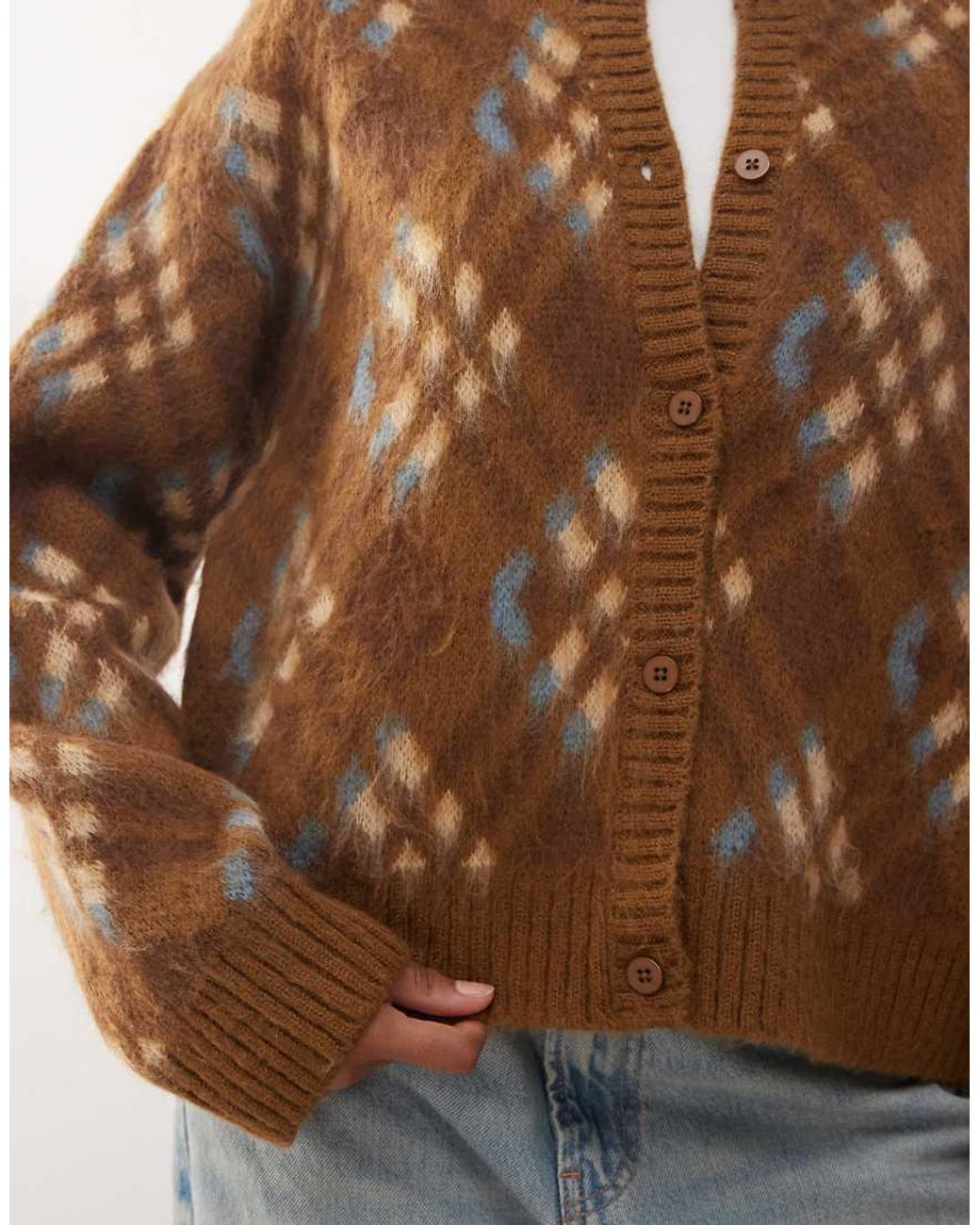 Reclaimed Vintage Natural Fluffy Knit Cardigan