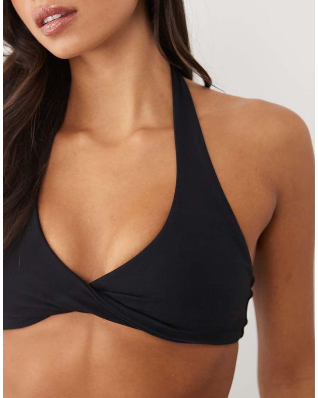 BO+TEE Black Soft Active Halter Neck Twist Detail Sports Bra Co-Ord