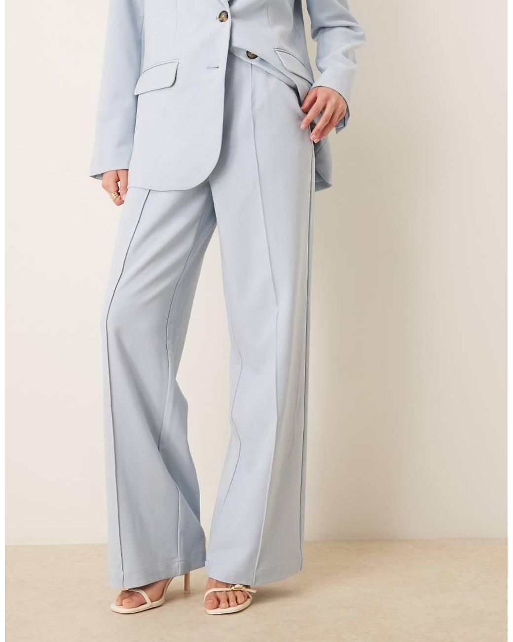 Y.A.S Blue High Waist Wide Leg Tailored Trouser Co-ord