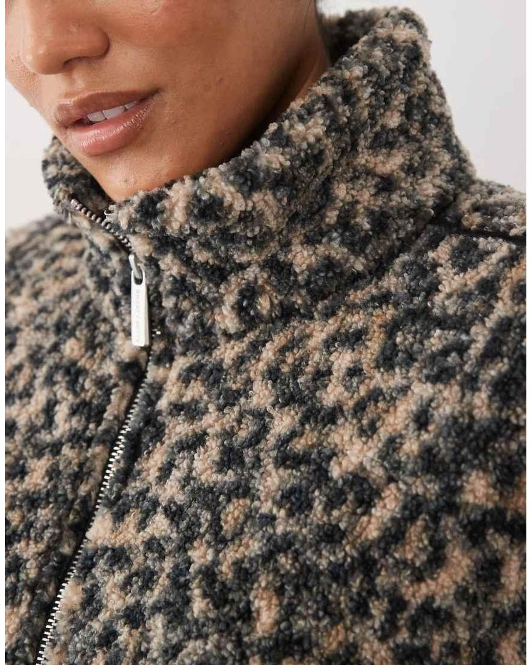Sweaty Betty Gray Plush Fleece Contrast Zip Up Jacket