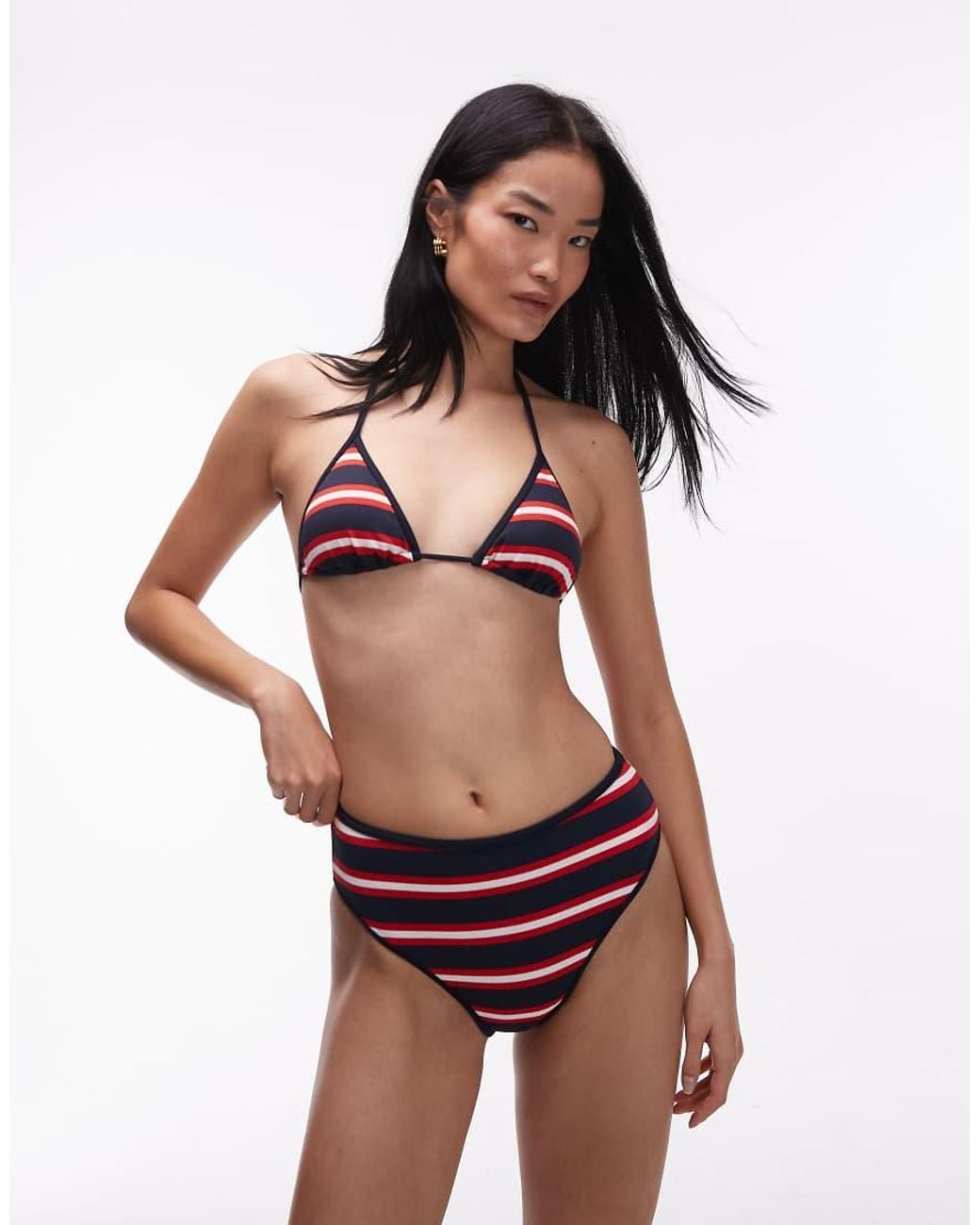 Tommy Hilfiger Black Stripe Triangle Bikini Top
