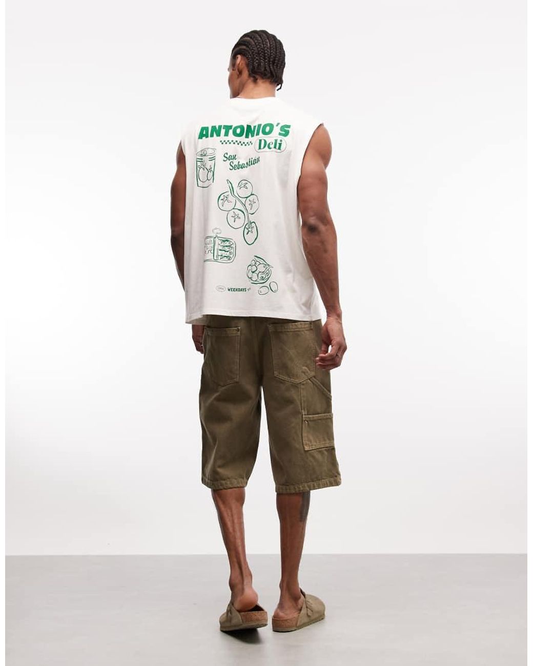 ASOS White Oversized Tank With Food And Drink Graphic for men