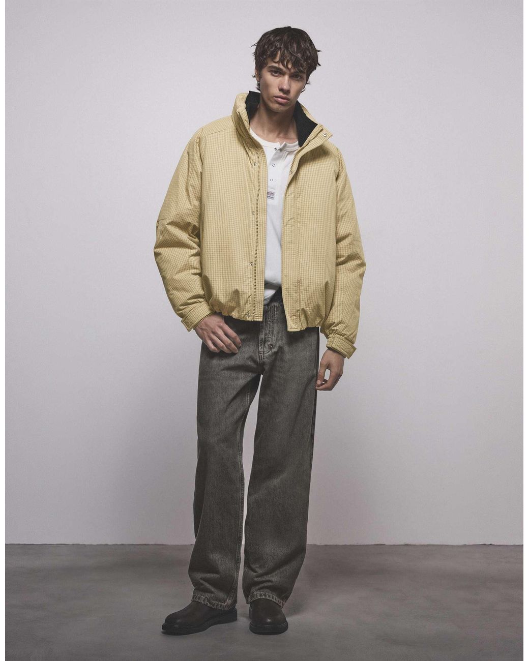 Pull&Bear Karierte steppjacke in Natural für Herren