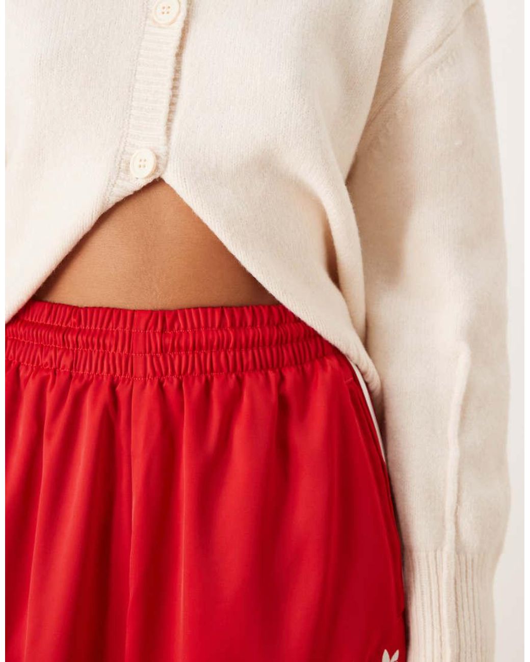 Adidas Originals Red Wide Leg Satin joggers