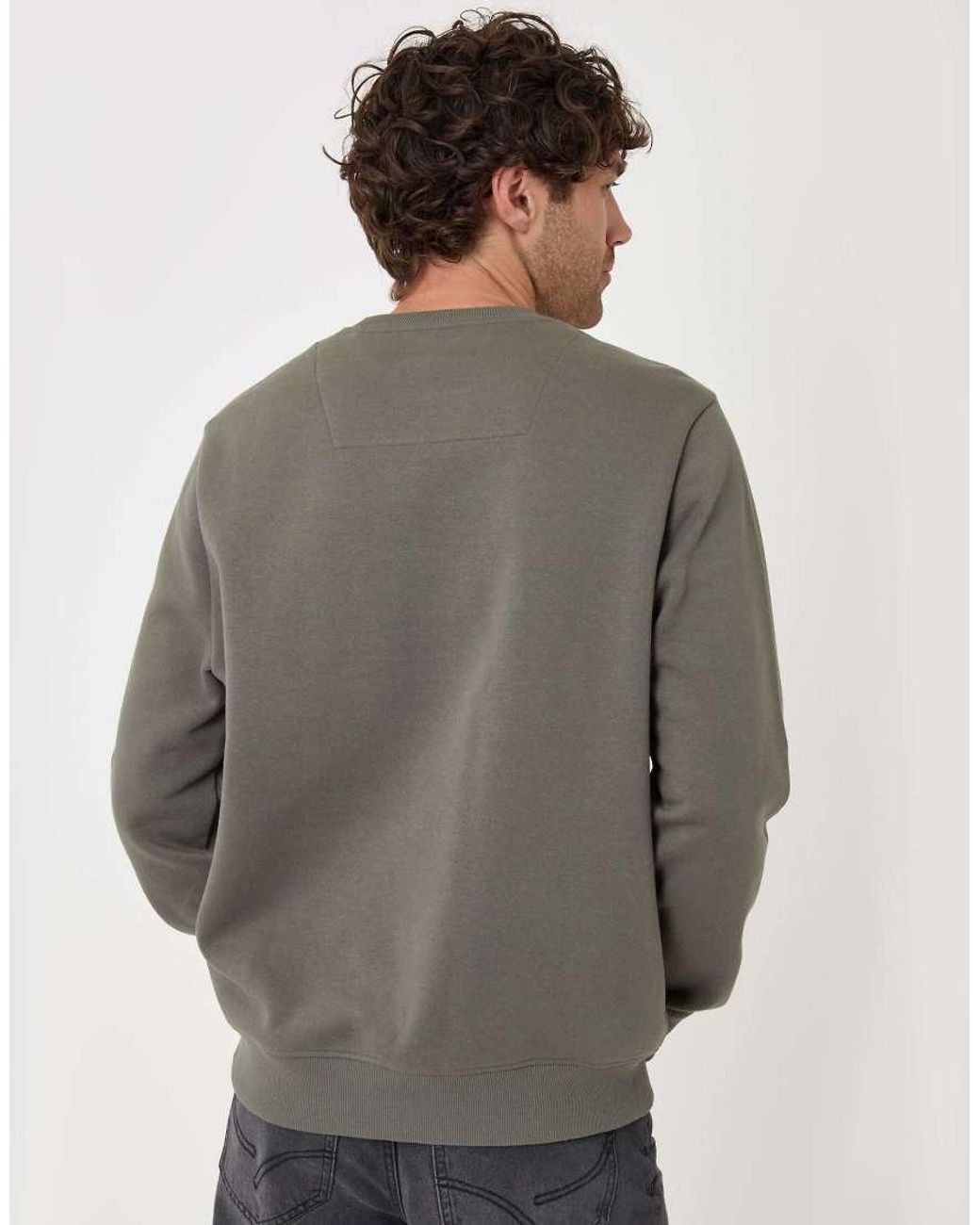 Threadbare Gray Cotton Rich Crew Neck Sweatshirt for men