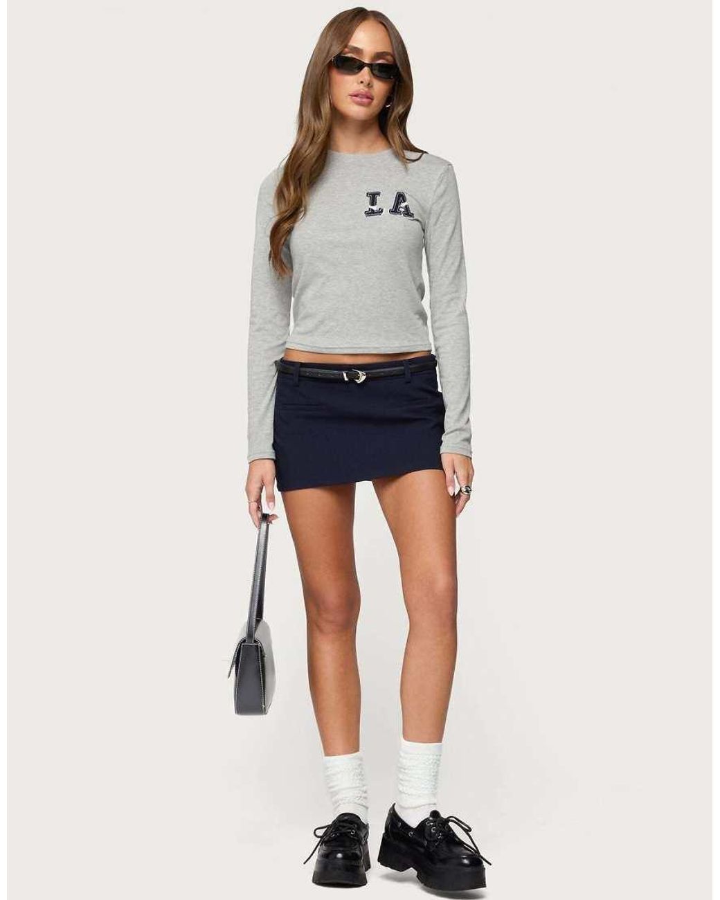 Edikted Blue Wendie Tailored Mini Skort