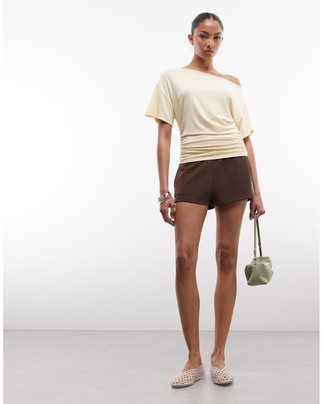 Collusion Natural Off Shoulder Drapey Top