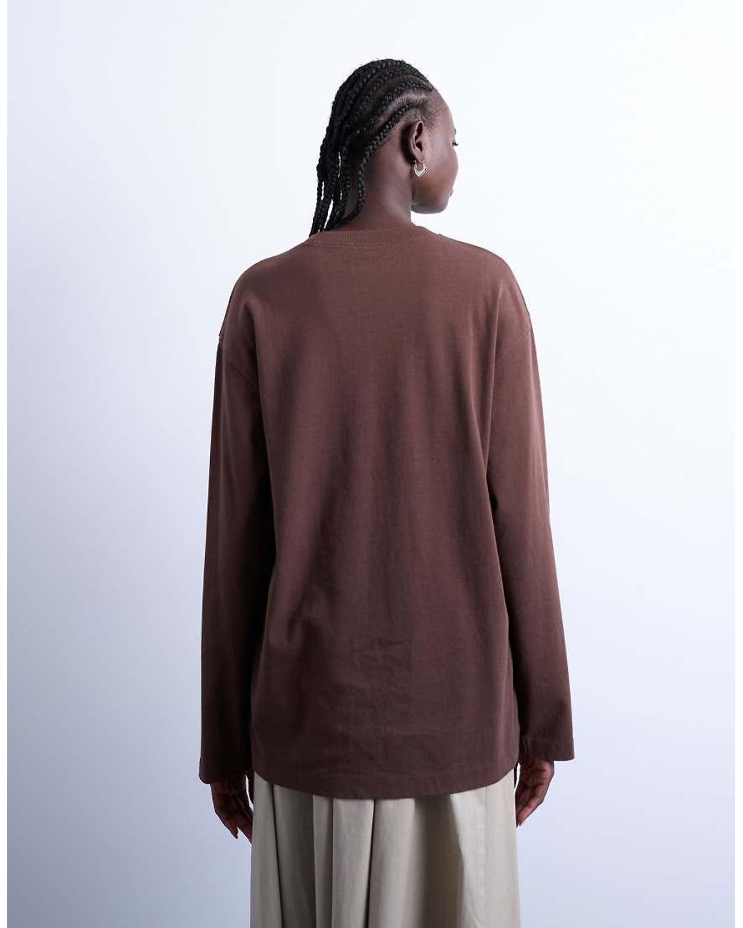 TOPSHOP Brown La Marais Graphic Skater Tee