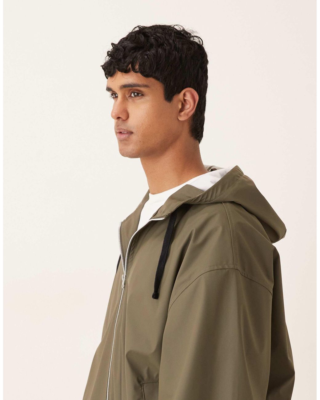 ASOS Green Oversized Hooded Rubberised Jacket for men
