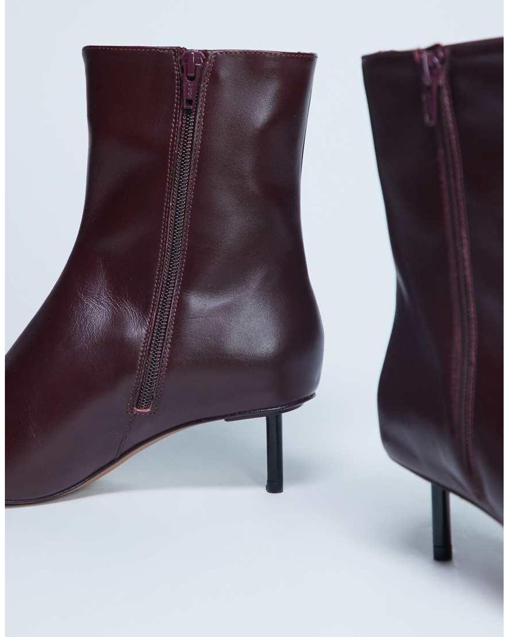 TOPSHOP Purple Narla Premium Real Leather High Pin Heeled Ankle Boots