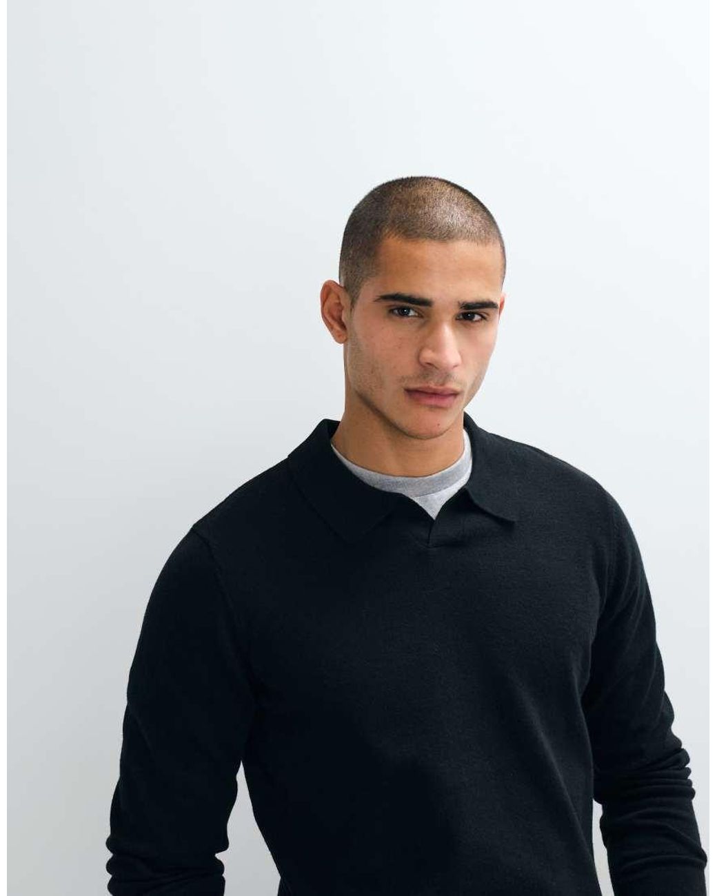 Threadbare Blue Knitted Trophy Neck Jumper for men