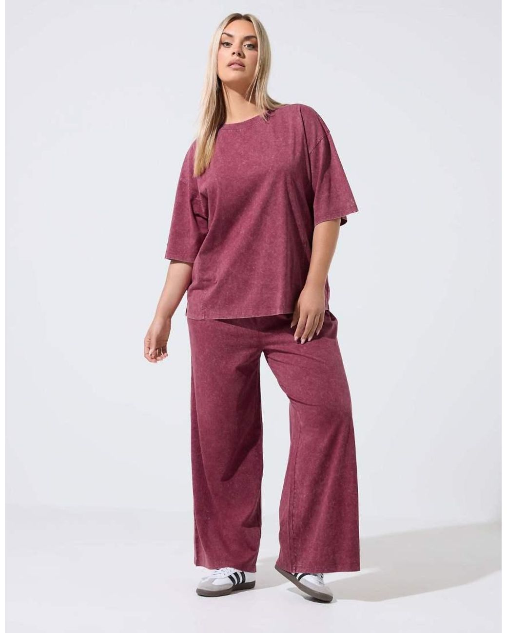 Yours Clothing Red Acid Wash Seam Detail Top
