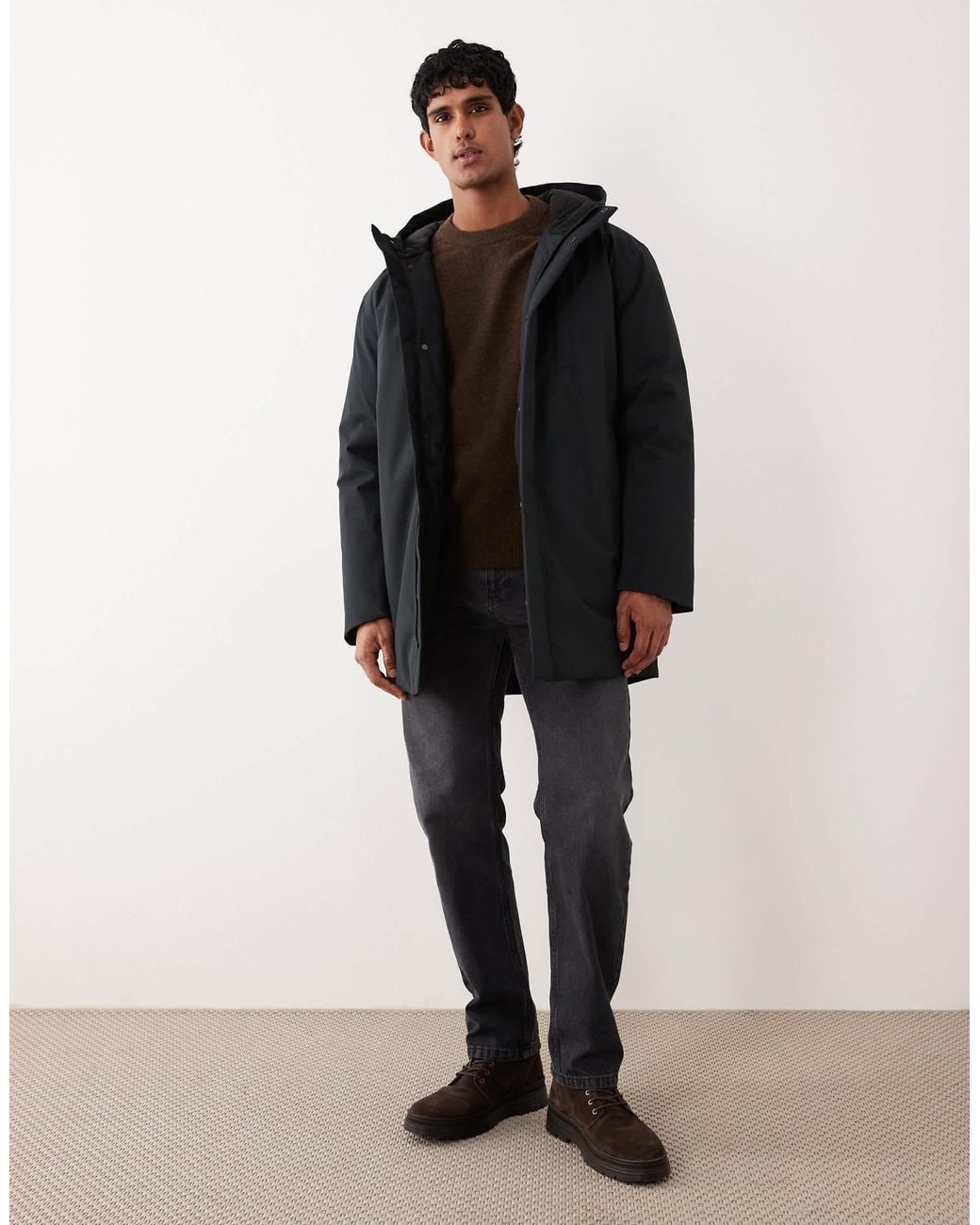 SELECTED Black Tech Parka Jacket for men