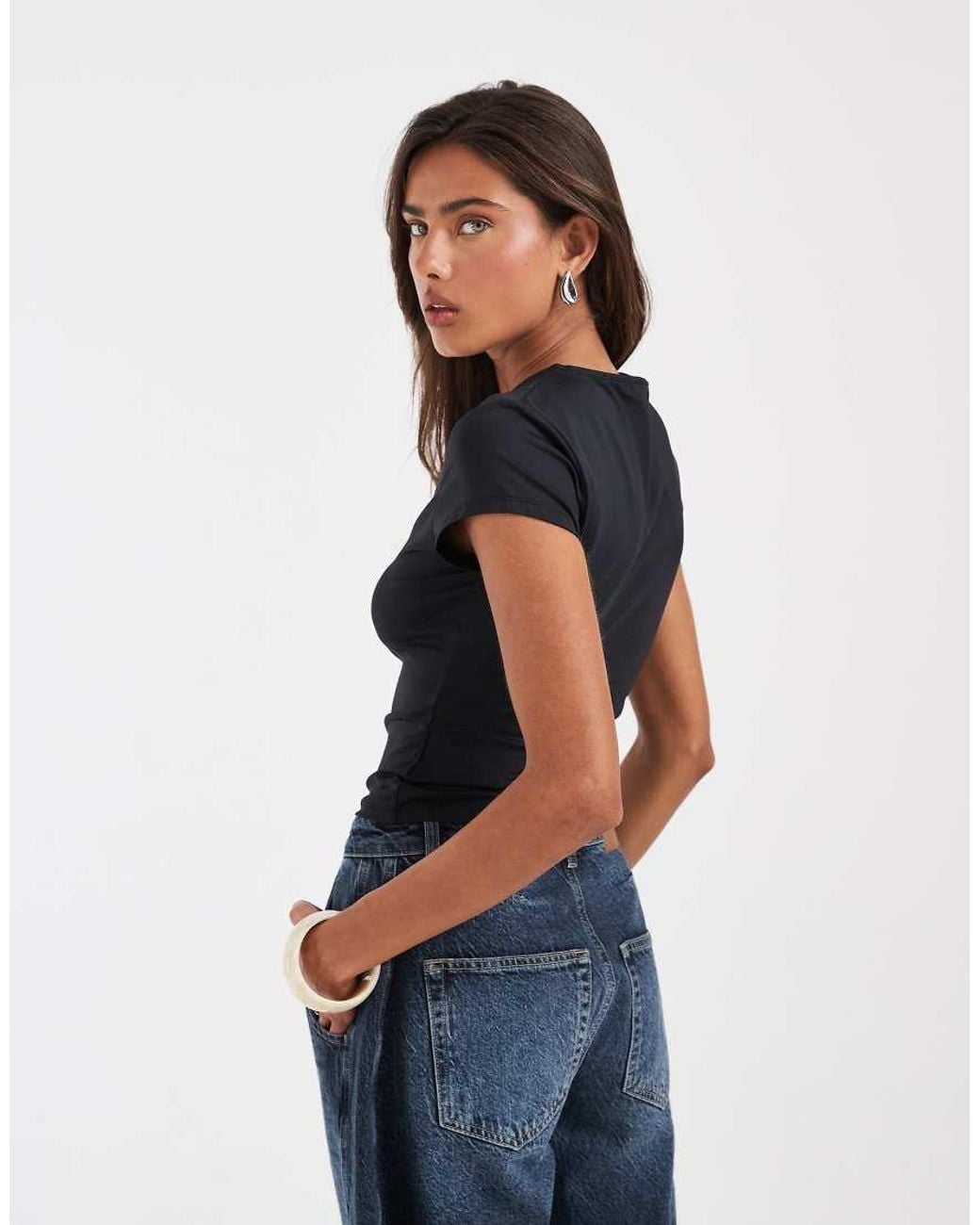 ASOS Black Polyamide Slinky Baby Tee