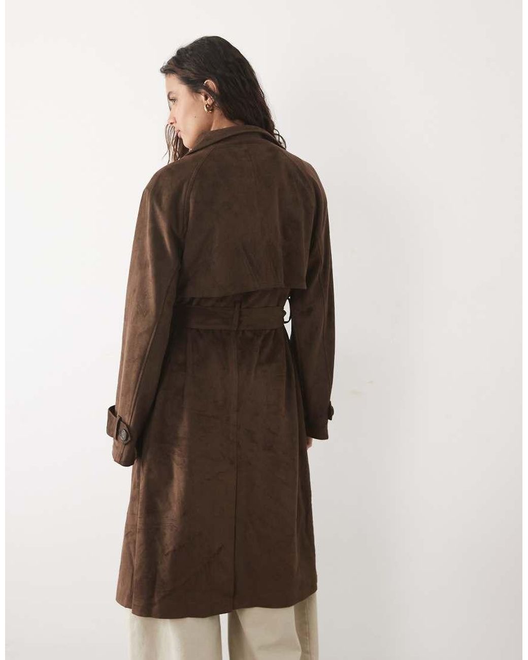 New Look Brown Faux Suede Trench