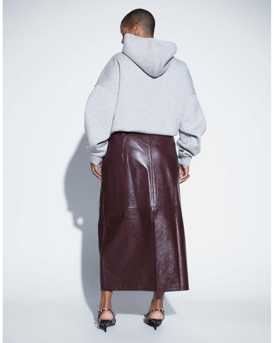 ASOS Red Curve Tailo Clean Waistband Faux Leather Pencil Skirt