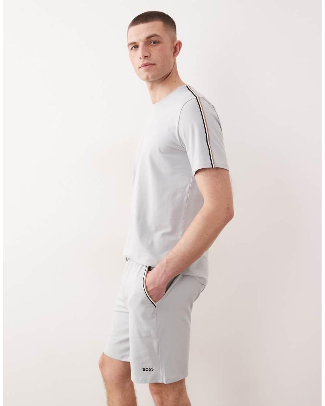 Boss Gray Unique Co-Ord Lounge Shorts for men