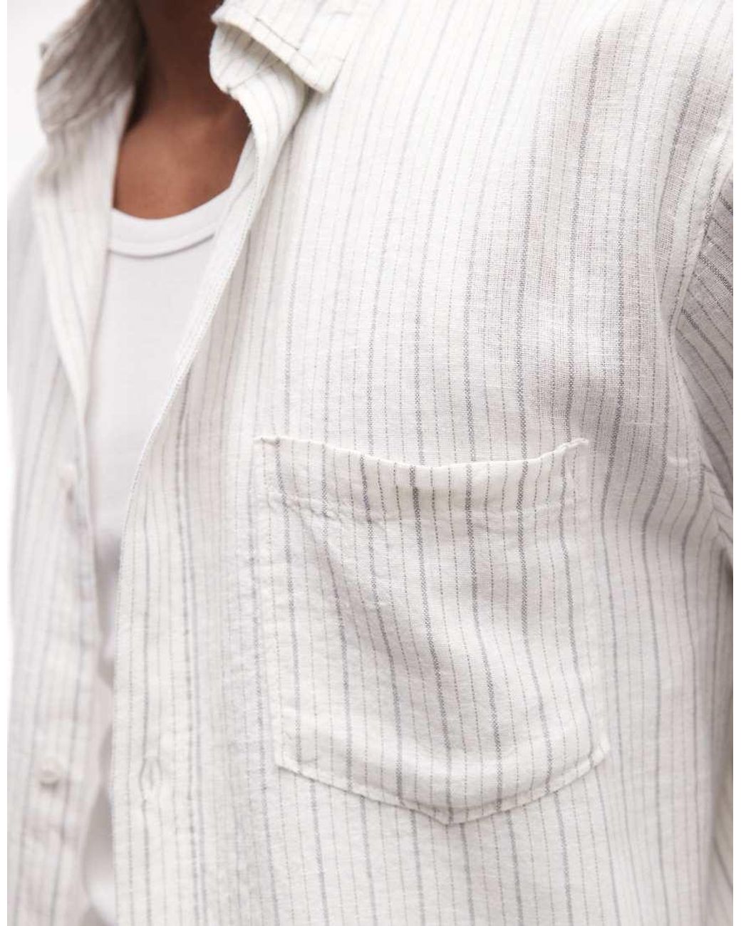 Weekday White Franco Short Sleeve Linen Blend Shirt for men
